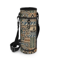 Sac de transport pour bouteille d'eau personnalisé avec motif géométrique Masi Tapa Island et bandoulière réglable