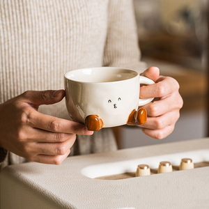 Novelty Little Feet Ceramic Coffee Cup <b>Cute</b> Cartoon <b>Mug</b> with Doll Face - Product Image 3
