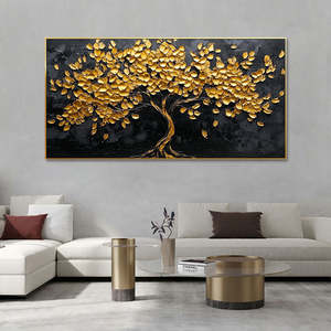 Golden Tree 3D Texture <span class=keywords><strong>Palette</strong></span> Couteau Peinture sur Toile Bohème Peint à la Main Art Déco Design - Product Image 4