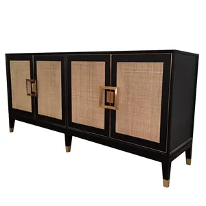 Modern New Design Oak Wood Rattan Sideboard Cabinet Buffet Modern for Home Dining Living Room Hotel