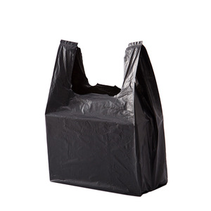 Bán buôn HDPE LDPE siêu thị cửa hàng tạp hóa biểu tượng tùy chỉnh rõ ràng túi nhựa <span class=keywords><strong>flexiloop</strong></span> xử lý in ấn tùy chỉnh màu đen T-Shirt - Product Image 4