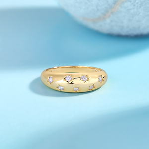 Anillo vintage Chapado en oro de 18 quilates de plata de ley Zanlong 14696 S925 con estrella VVS moissanites en el anillo - Product Image 4