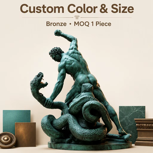 Sculpture YOUFINE en bronze patiné d'<span class=keywords><strong>Hercule</strong></span> combatant contre le serpent d'Achelus, statue d'héroïque personnage mythologique classique pour la décoration de musée ou de villa - Product Image 4
