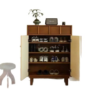 Meuble à chaussures en bois massif 90x40x120 cm, style chinois rétro, meuble de rangement pour entrée - Product Image 4