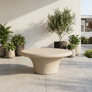 Modern <b>Round</b> Fiber <b>Concrete</b> <b>Coffee</b> <b>Table</b> Lightweight Durable Eco-Friendly Living Room Furniture for Hotel Use - Product Image 1