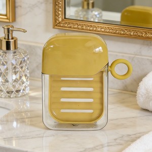 Mini Soap Box With Lid Transparent Drainable Rectangular Plastic Travel Soap Dish For Bathroom - Product Image 2