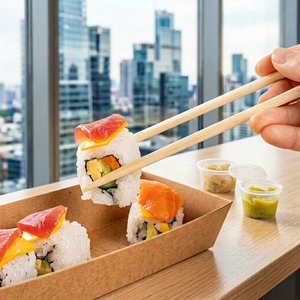 Baguettes jetables en bambou personnalisées avec design moderne, emballage en papier écologique pour le camping, option de logo personnalisé - Product Image 1