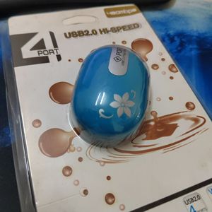 Mouse Shaped <b>Usb</b> 2.0 Hub 4 Port Plastic High Speed Data Transfer For Computer Laptop Desktop Use - Product Image 3