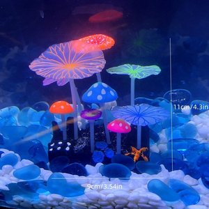 Vasca di meduse simulata, decorazione dell'acquario, paesaggio di corallo fluorescente, piante finte, piante acquatiche, foglie di loto, funghi - Product Image 1