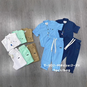 New 2-Piece Casual Linen Kids Suit Solid Style Long-Sleeved Shirt Pants for Spring &amp; Fall Trendy <strong>Boys</strong> <strong>Clothing</strong> for Toddlers - Product Image 3
