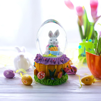 Panier de carottes de lapin de Pâques en résine fait à la main Globe d'eau Décoration de table à motifs d'animaux pour la fête de Pâques à la maison et au bureau au printemps