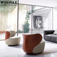 WISEMAX MÖBEL Moderner Leder-Stoff Boden-Akzentstuhl Couch Luxus Wohnzimmer Einzelsofa Hotel Freizeit Sessel