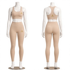 Conjunto Deportivo para Mujer, Color Beige, Leggings de Cintura Alta y Top Deportivo, Ropa de Yoga y Gimnasio, Marca Privada OEM ODM - Product Image 1
