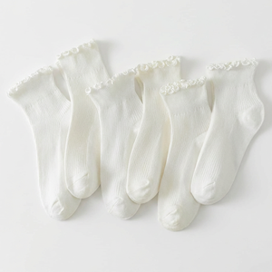 <strong>Ladies</strong> Casual <strong>Socks</strong> Ankle <strong>Socks</strong> Frill Trim Solid Color Skin-Friendly Sweat-Absorbent <strong>Socks</strong> Bulk Order Bulk Custom logo - Product Image 5