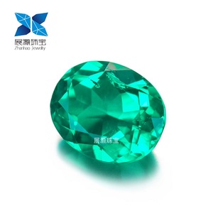Anster bán buôn chứng nhận hình bầu dục cắt đá quý <span class=keywords><strong>Emerald</strong></span> Xanh Loose đá đối với trang sức làm nhiệt điều trị - Product Image 1