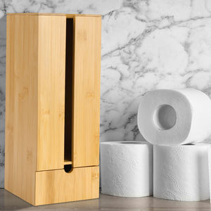 Porte-<span class=keywords><strong>papier</strong></span> hygiénique en bambou pour salle de bain Conteneurs de stockage debout Porte-rouleau Boîte de <span class=keywords><strong>rangement</strong></span> pour <span class=keywords><strong>papier</strong></span> de soie Grande capacité - Product Image 5