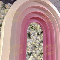 Arche de fleurs artificielles en arc-en-ciel rose personnalisée, accessoires décoratifs de mariage, support de toile de fond en forme de porte blanc en acrylique PVC bon marché