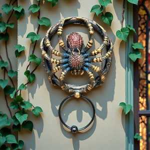 Spider Shaped Resin Door Ring <b>Decorative</b> Antique Style For Door Handle <b>Retro</b> Design Easy Installation - Product Image 1