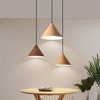 Lampe suspendue en fer avec finition bois naturel/noyer, design vintage, pour salles à manger, tables de chevet, comptoirs de bar, éclairage LED