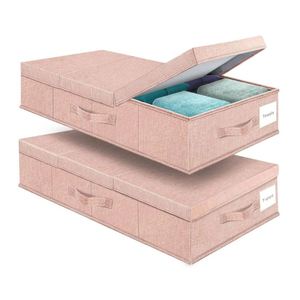 Movable Under Bed Clothes Storage Foldable Under Bed Storage <b>Box</b> With Lid for Organizing Clothes, Shoes, Blankets, Pillows - Product Image 6