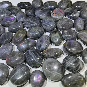 Kindfull Wholesale Natural Purple Flash Labradorite Palm Stone Healing Crystal Quartz Palm For Gift