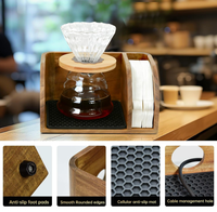 Support de rangement en bois d'acacia de haute qualité pour bar à café, organisateur de station de préparation pour cafetière à filtre