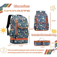 Sac à dos pour ordinateur portable de grande capacité pour étudiants, cartable résistant à l'eau avec motifs mignons, sac d'école avec boîte à lunch cachée pour filles