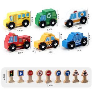 幼児木製おもちゃの車の道路標識は交通認識教育ゲームをブロックします - Product Image 5