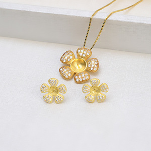 Conjunto de Joyería de Plata S925 con Perlas DIY, Estilo Japonés y Coreano, Colgante Femenino con Flor, Accesorios Vacíos - Product Image 3