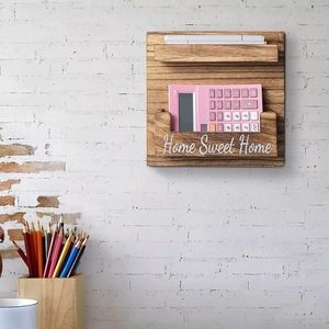 Wooden Wall Mounted Storage Rack 2 Tier Rectangle Multipurpose Living Room Key Organizer Solid Wood <b>Home</b> Use - Product Image 1