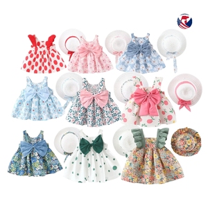 Ensemble <span class=keywords><strong>Vêtements</strong></span> Bébé Fille Tenue Mode Imprimé Floral Citron Pois Robe de Plage et Chapeau de Paille pour <span class=keywords><strong>Petites</strong></span> Filles 2 Pièces - Product Image 3