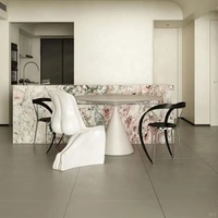 Revêtement de sol et panneau mural en marbre liquide époxy personnalisé, design moderne pour hôtel de luxe, carreaux de marbre rose quatre saisons