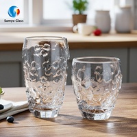 Supplier Samyo China, Gelas Anggur Putih Kristal Vintage 280ml dengan Logo Kustom, Bertekstur Embos, untuk Bar