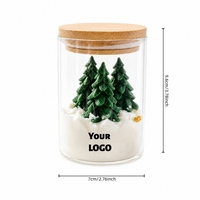 Bougie parfumée de Noël de luxe, scène de neige 3D, pot en verre, couvercle en bois, bougie pour la décoration de la table à la maison