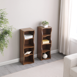 Libreria ultra sottile regolabile a 8 livelli con design a bordo ondulato per soggiorno o camera da letto - Product Image 6