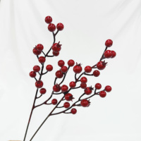 Ranting Berry Merah Natal Berkilau Merah Cerah Bunga Buatan Mewah Dekorasi Natal untuk Pernikahan Rumah Dekorasi Natal