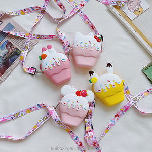 Silicone personnage de dessin animé bandoulière sac à bandoulière <span class=keywords><strong>portefeuille</strong></span> crème glacée sac à main porte-monnaie avec oreilles - Product Image 1