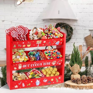 Caja de Almacenamiento de Dulces Navideña de Madera, Rectangular Roja, Organizador de Barritas de Chocolate Caliente, Exhibidor Festivo - Product Image 3