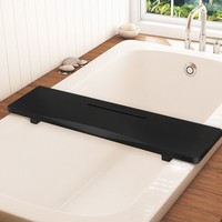 Plateau de bain en bambou noir avec pieds réglables, pour baignoire standard, design minimaliste, plateau épais de 29,5 pouces