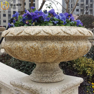 Jiahua <b>Small</b> Stone Basin Antique Style Garden Flower <b>Pot</b> Outdoor Planters Circular Design - Product Image 1
