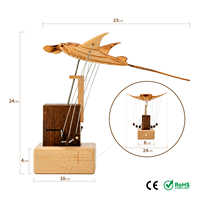 JHISEN Automaton en bois sculpté à la main Raie manta, certifié CE RoHS, Sculpture cinétique, Cadeau océanique pour les passionnés de mer, Vente en gros