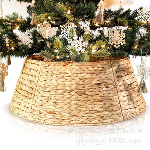 Farmhouse <b>Christmas</b> <b>Tree</b> Skirt Woven Willow Straw Round Linen Handmade Decor <b>For</b> <b>Tree</b> <b>Base</b> Covering - Product Image 1