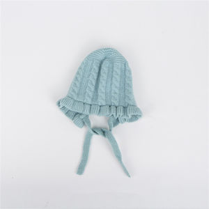 Nouveaux bonnets d'hiver mignons pour bébés garçons et filles, en acrylique doux et chaud, motifs de tricot et de crochet, adorables bonnets pour bébés avec cordons - Product Image 4