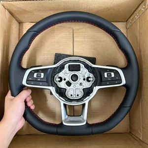 Volante de cuero en oferta para Volkswagen Golf R MK5 MK6 MK7 MK8 MK8.5 Jetta Passat B8 <span class=keywords><strong>Polo</strong></span> Tiguan <span class=keywords><strong>GTI</strong></span> - Product Image 1