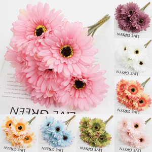 Bouquets de fleurs artificielles Gerbera Guanyi, fleurs en soie plastique, décoration de mariage et de maison, arrangements de style campagnard - Product Image 5