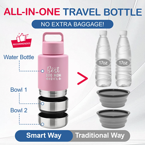 Bouteille d'eau portable 2-en-1 en acier inoxydable de 32 oz (946 ml) avec logo personnalisé et récipient alimentaire pour animaux de compagnie - Product Image 4