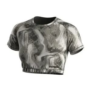 लक्जरी फिटनेस y2k टी शर्ट लुभावनी जिम टाइट शर्ट आधा फिटनेस फसल टॉप टैंक शॉर्ट स्लीव योगा टॉप