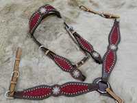 Ensemble de sellerie western haut de gamme pour cheval avec cristaux, têtière et collier de poitrail en cuir naturel souple, logo personnalisé, confortable et de haute qualité