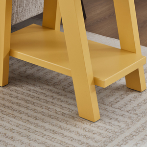 Athens Contemporary Wood <b>Shelf</b> Side Table In Yellow With Storage <b>Shelf</b> For Living Room - Product Image 4