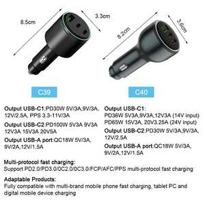 Productos de moda 2025, nuevas llegadas, cargador de coche de 3 puertos, 65W 100W USB Tipo C PD, carga para teléfonos Android, QC 3.0, adaptador para automóvil - Product Image 6